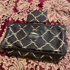 Longchamp Brown and Gold Pouch Set